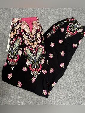 Urban CoCo Floral Boho Harem Pants Medium Pockets Paisley Festival Beachy Yoga